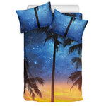 Night Sunset Sky And Palm Trees Print Duvet Cover Bedding Set