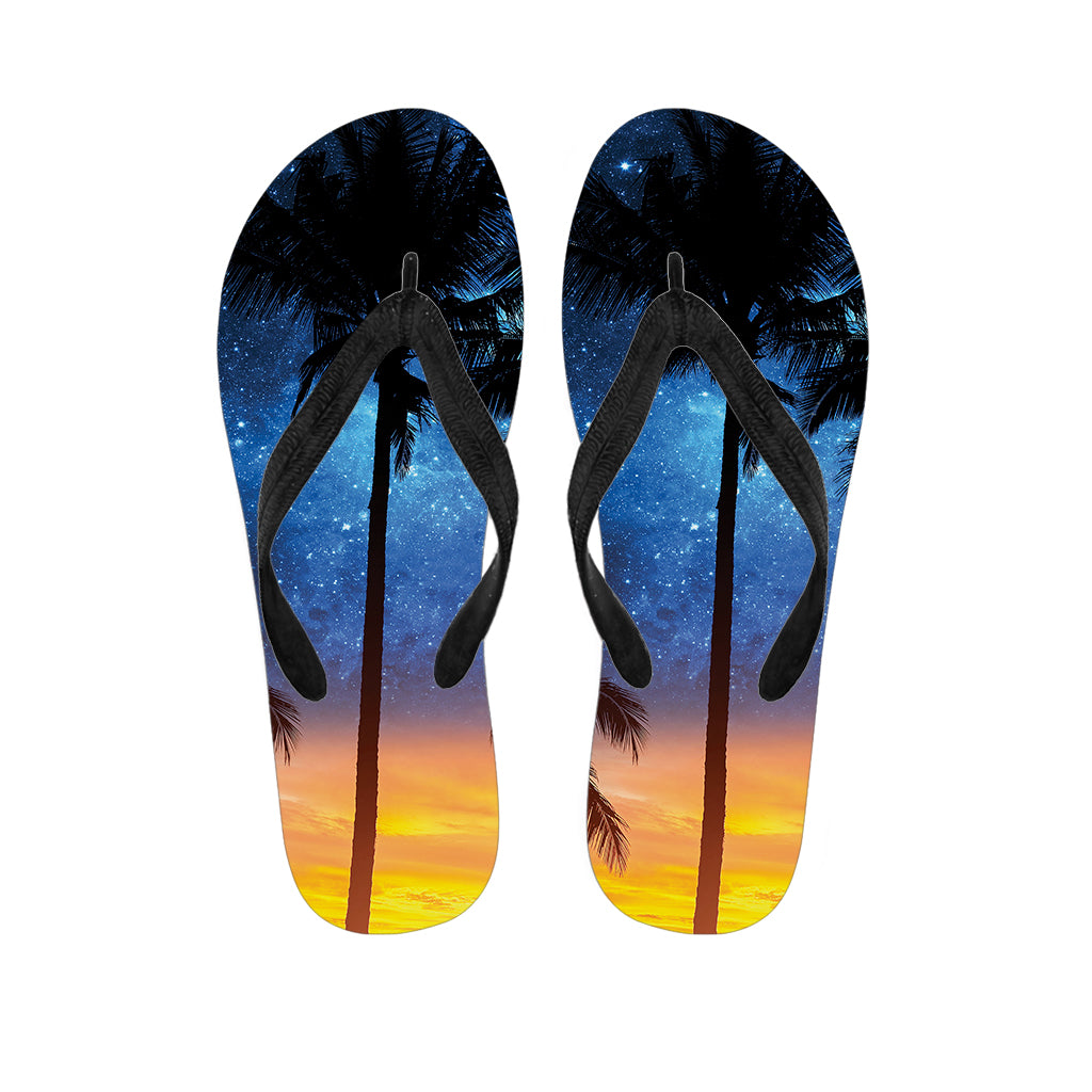 Night Sunset Sky And Palm Trees Print Flip Flops