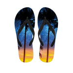 Night Sunset Sky And Palm Trees Print Flip Flops