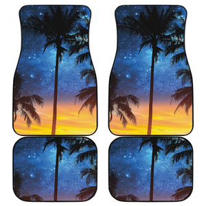 Night Sunset Sky And Palm Trees Print Front and Back Car Floor Mats