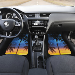 Night Sunset Sky And Palm Trees Print Front and Back Car Floor Mats