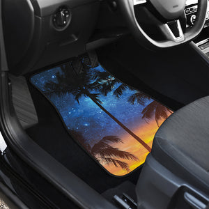 Night Sunset Sky And Palm Trees Print Front and Back Car Floor Mats