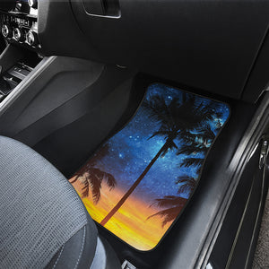 Night Sunset Sky And Palm Trees Print Front and Back Car Floor Mats