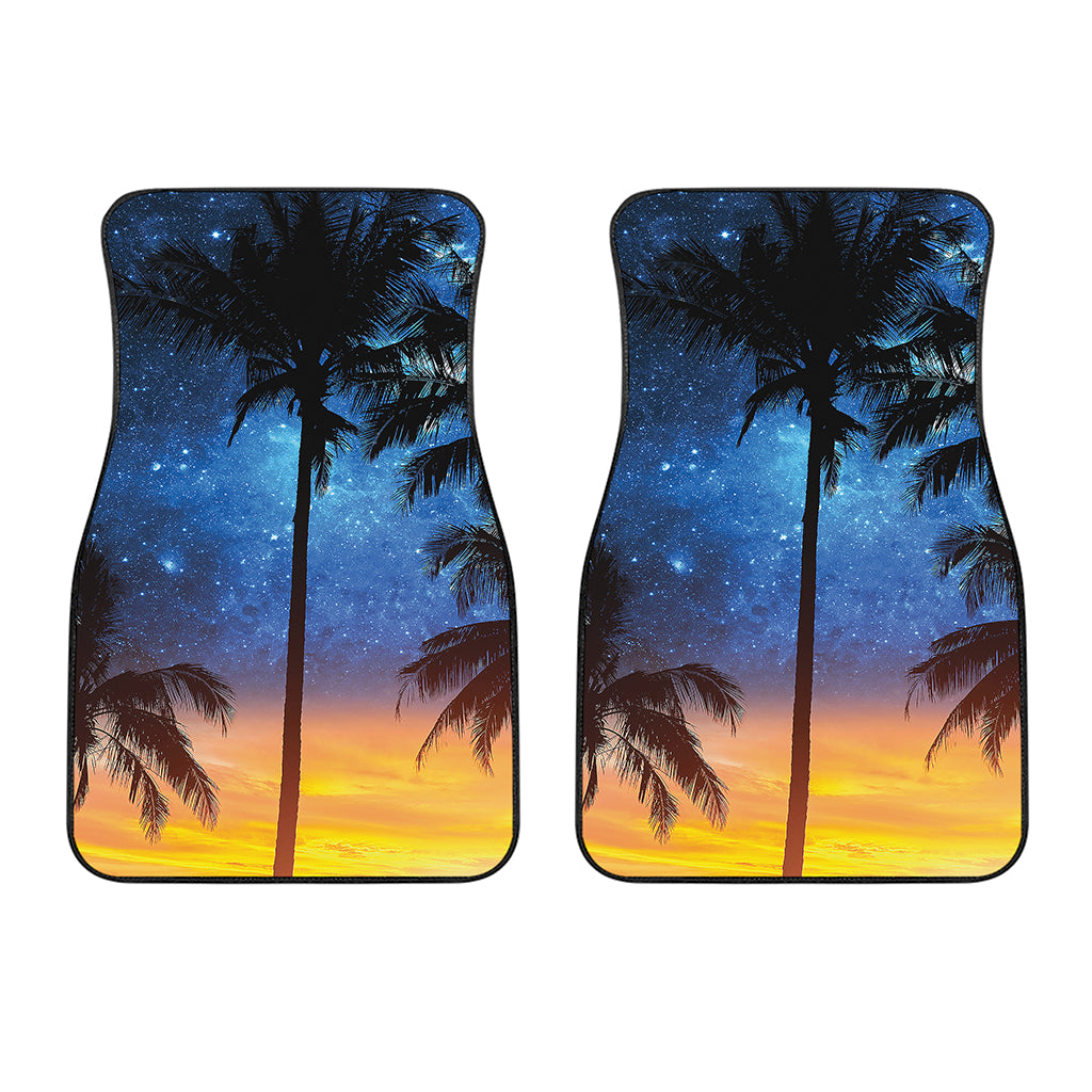 Night Sunset Sky And Palm Trees Print Front Car Floor Mats