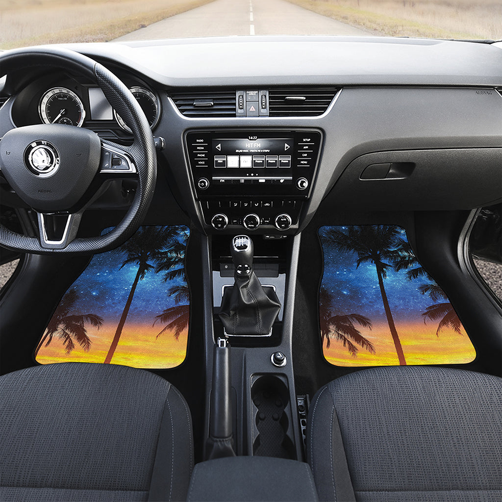 Night Sunset Sky And Palm Trees Print Front Car Floor Mats