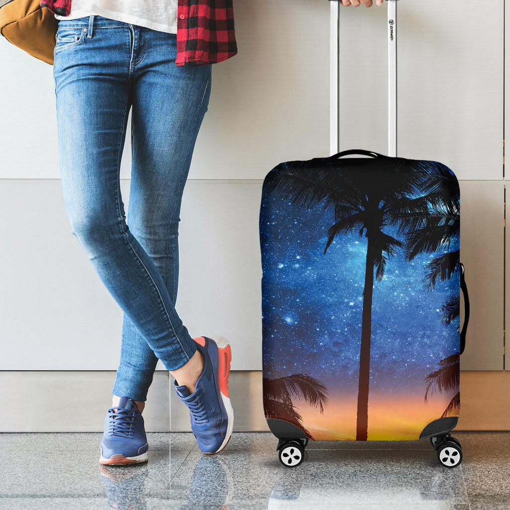 Night Sunset Sky And Palm Trees Print Luggage Cover