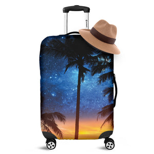 Night Sunset Sky And Palm Trees Print Luggage Cover