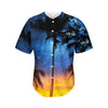 Night Sunset Sky And Palm Trees Print Men's Baseball Jersey