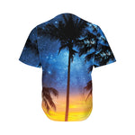 Night Sunset Sky And Palm Trees Print Men's Baseball Jersey