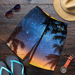 Night Sunset Sky And Palm Trees Print Men's Shorts