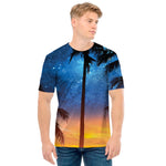 Night Sunset Sky And Palm Trees Print Men's T-Shirt