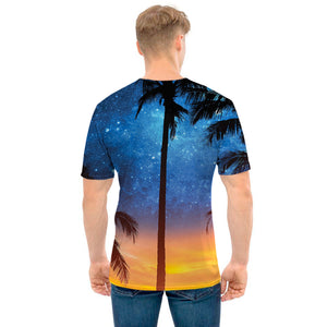 Night Sunset Sky And Palm Trees Print Men's T-Shirt