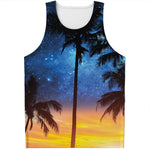 Night Sunset Sky And Palm Trees Print Men's Tank Top