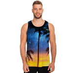 Night Sunset Sky And Palm Trees Print Men's Tank Top