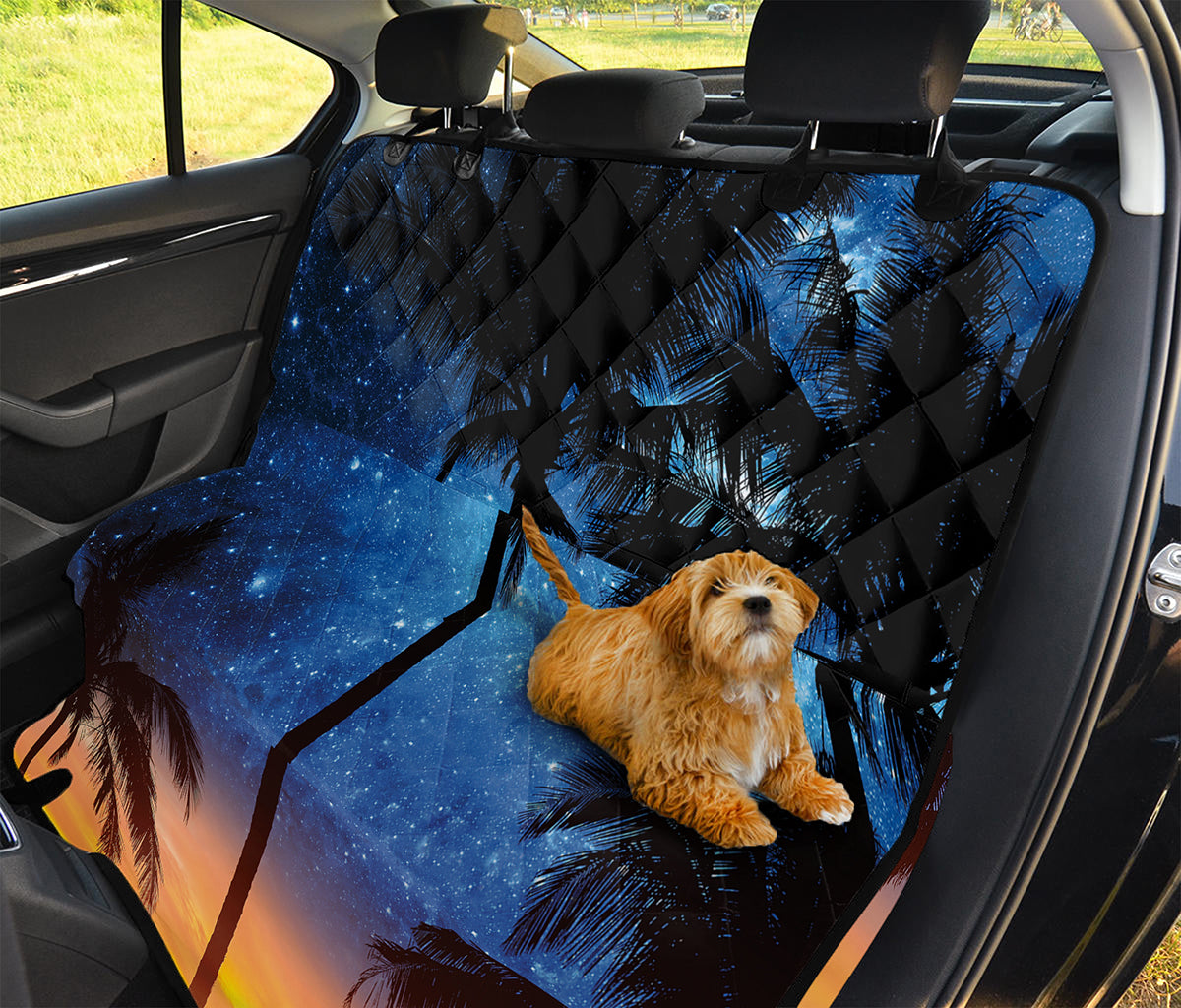 Night Sunset Sky And Palm Trees Print Pet Car Back Seat Cover