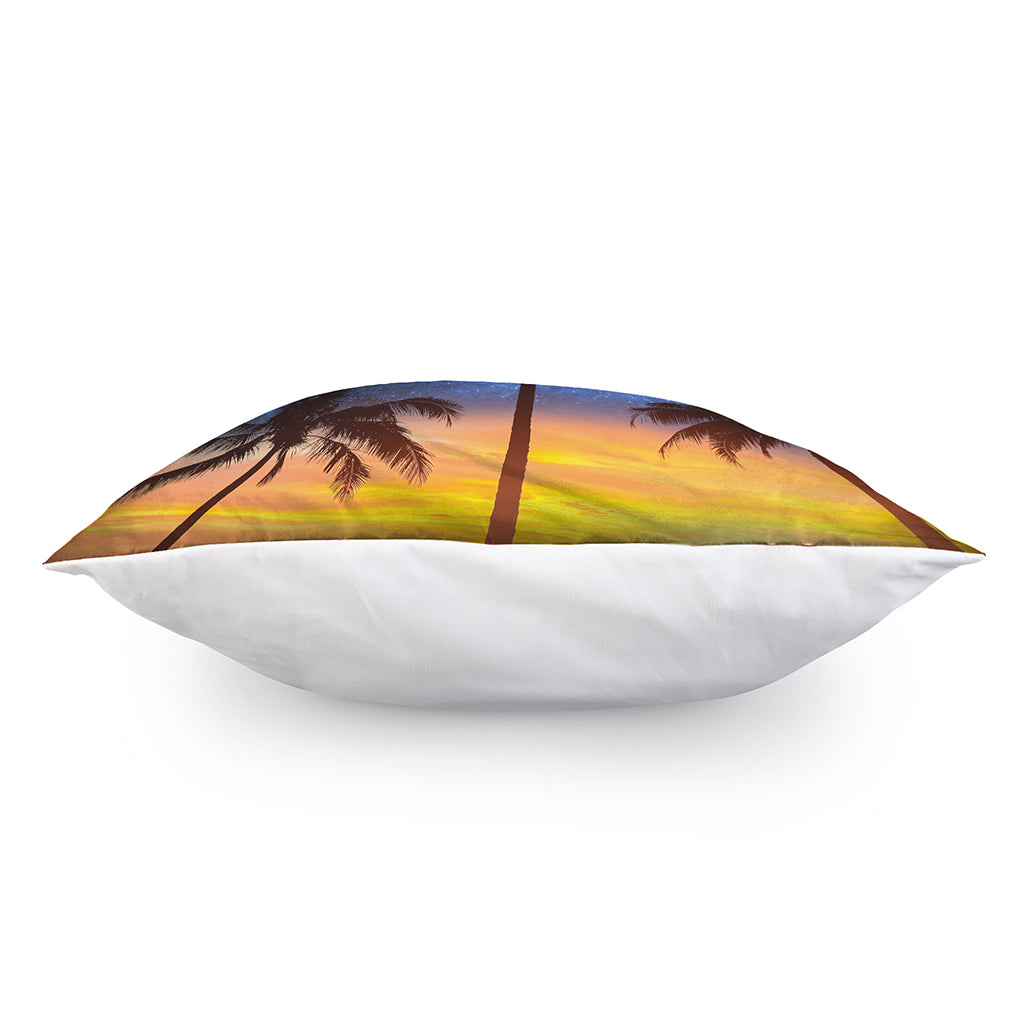 Night Sunset Sky And Palm Trees Print Pillow Cover