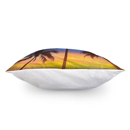 Night Sunset Sky And Palm Trees Print Pillow Cover