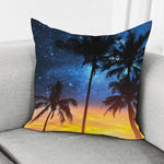 Night Sunset Sky And Palm Trees Print Pillow Cover