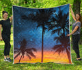 Night Sunset Sky And Palm Trees Print Quilt