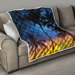 Night Sunset Sky And Palm Trees Print Quilt