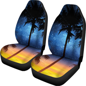 Night Sunset Sky And Palm Trees Print Universal Fit Car Seat Covers