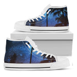 Night Sunset Sky And Palm Trees Print White High Top Shoes