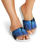 Night Sunset Sky And Palm Trees Print White Slide Sandals