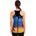 Night Sunset Sky And Palm Trees Print Women's Racerback Tank Top