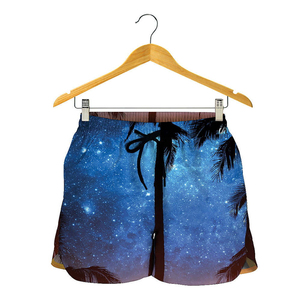 Night Sunset Sky And Palm Trees Print Women's Shorts