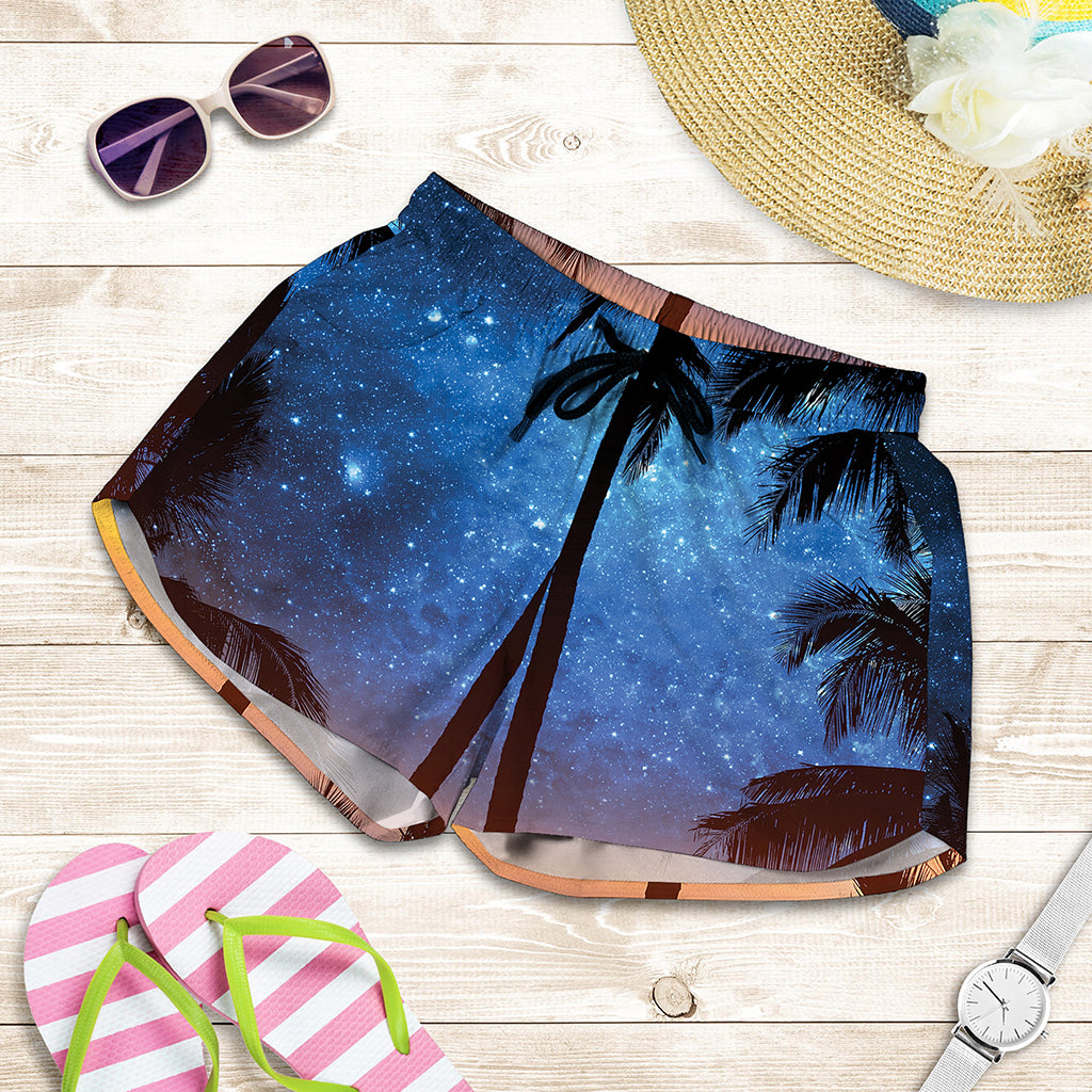 Night Sunset Sky And Palm Trees Print Women's Shorts