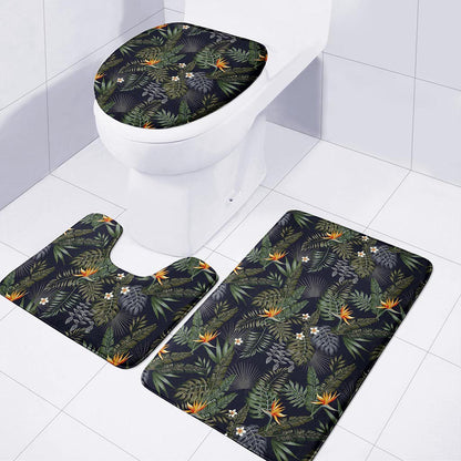 Night Tropical Hawaii Pattern Print 3 Piece Bath Mat Set