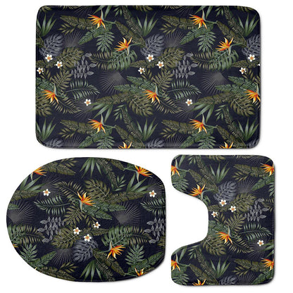 Night Tropical Hawaii Pattern Print 3 Piece Bath Mat Set