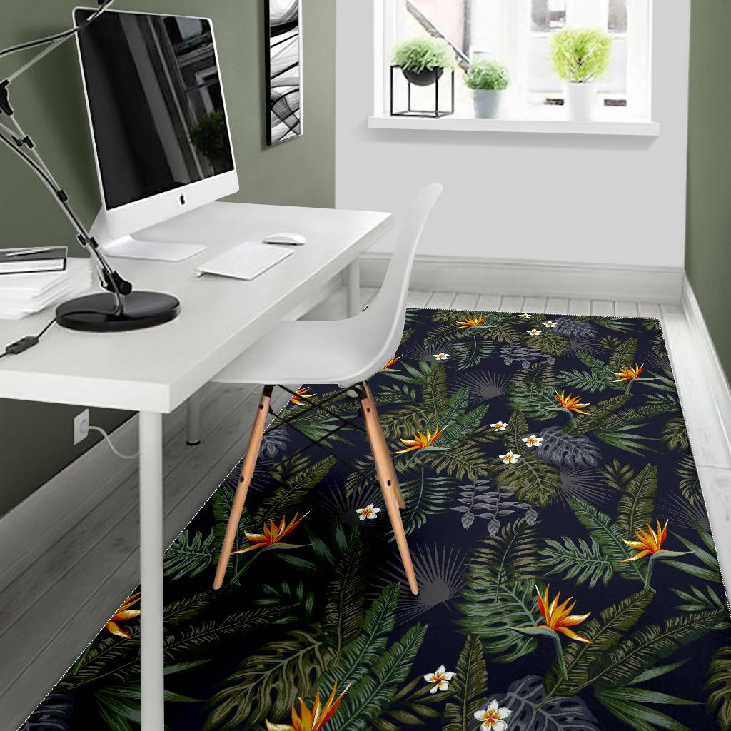 Night Tropical Hawaii Pattern Print Area Rug GearFrost
