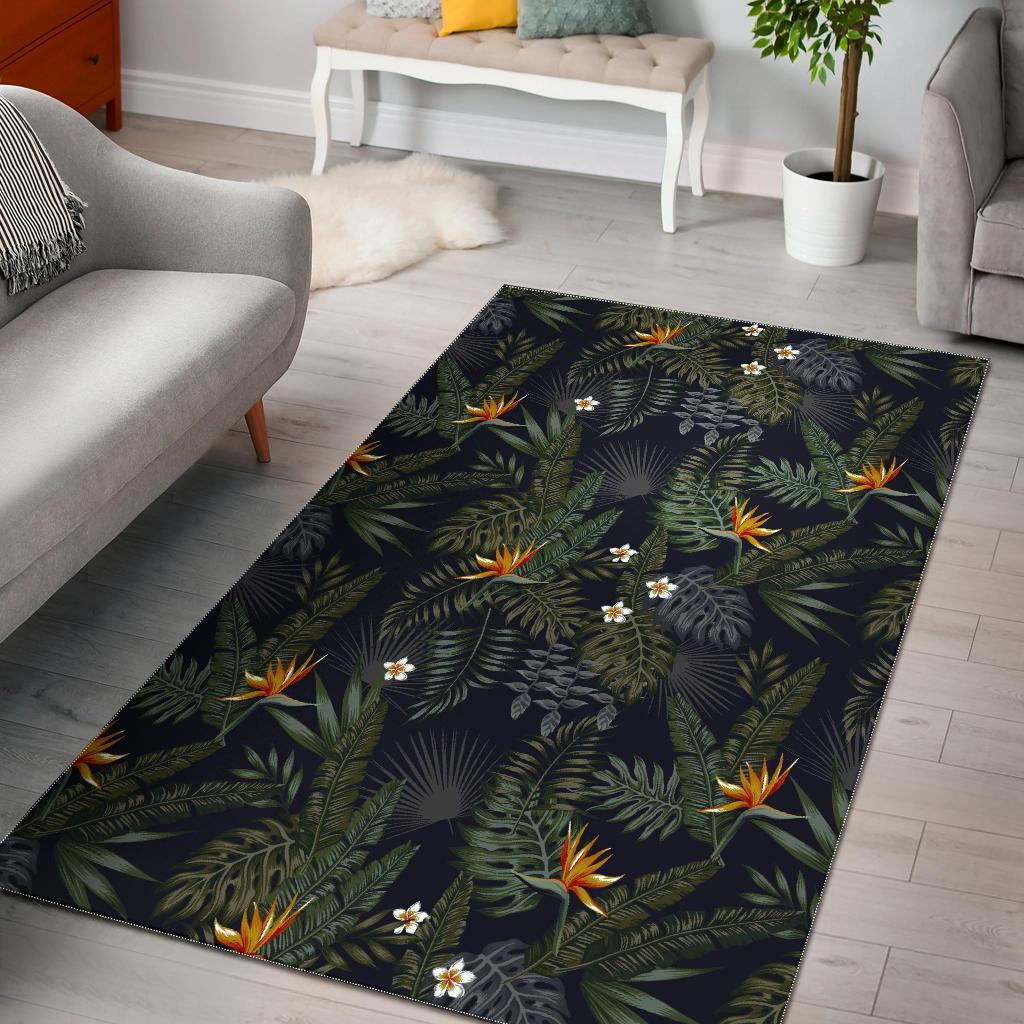 Night Tropical Hawaii Pattern Print Area Rug GearFrost