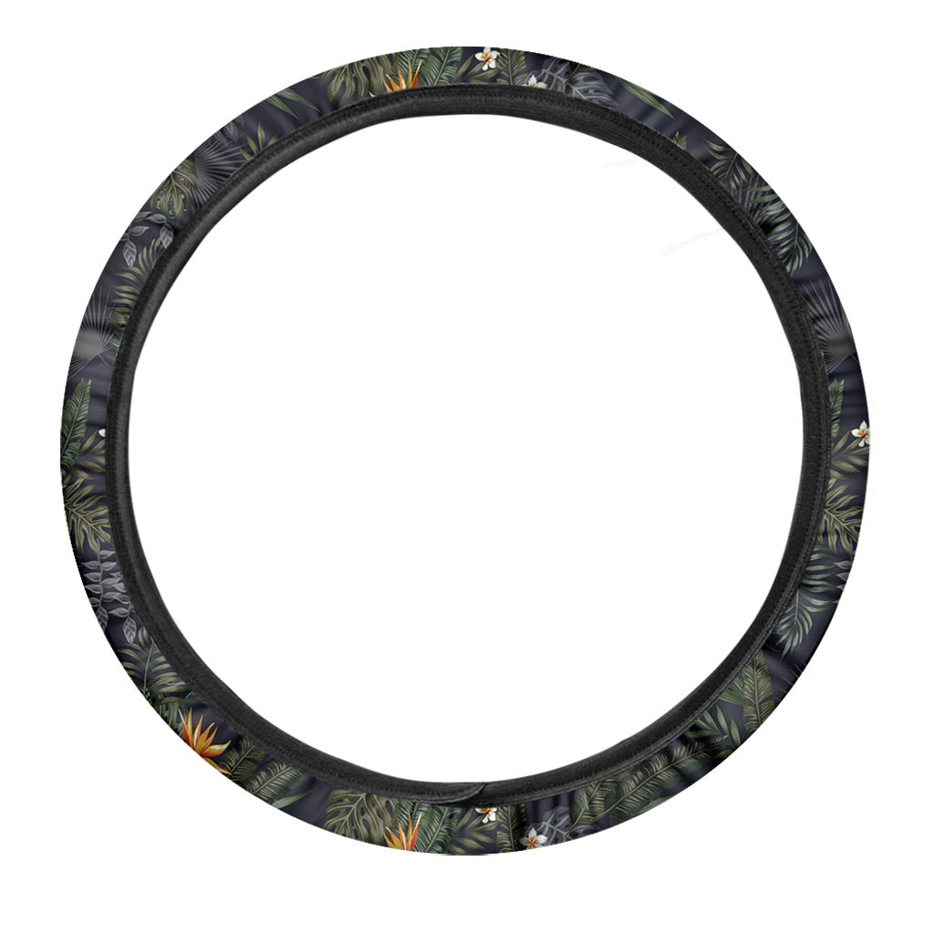 Night Tropical Hawaii Pattern Print Car Steering Wheel Cover