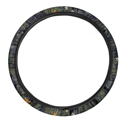 Night Tropical Hawaii Pattern Print Car Steering Wheel Cover