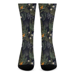 Night Tropical Hawaii Pattern Print Crew Socks