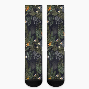 Night Tropical Hawaii Pattern Print Crew Socks