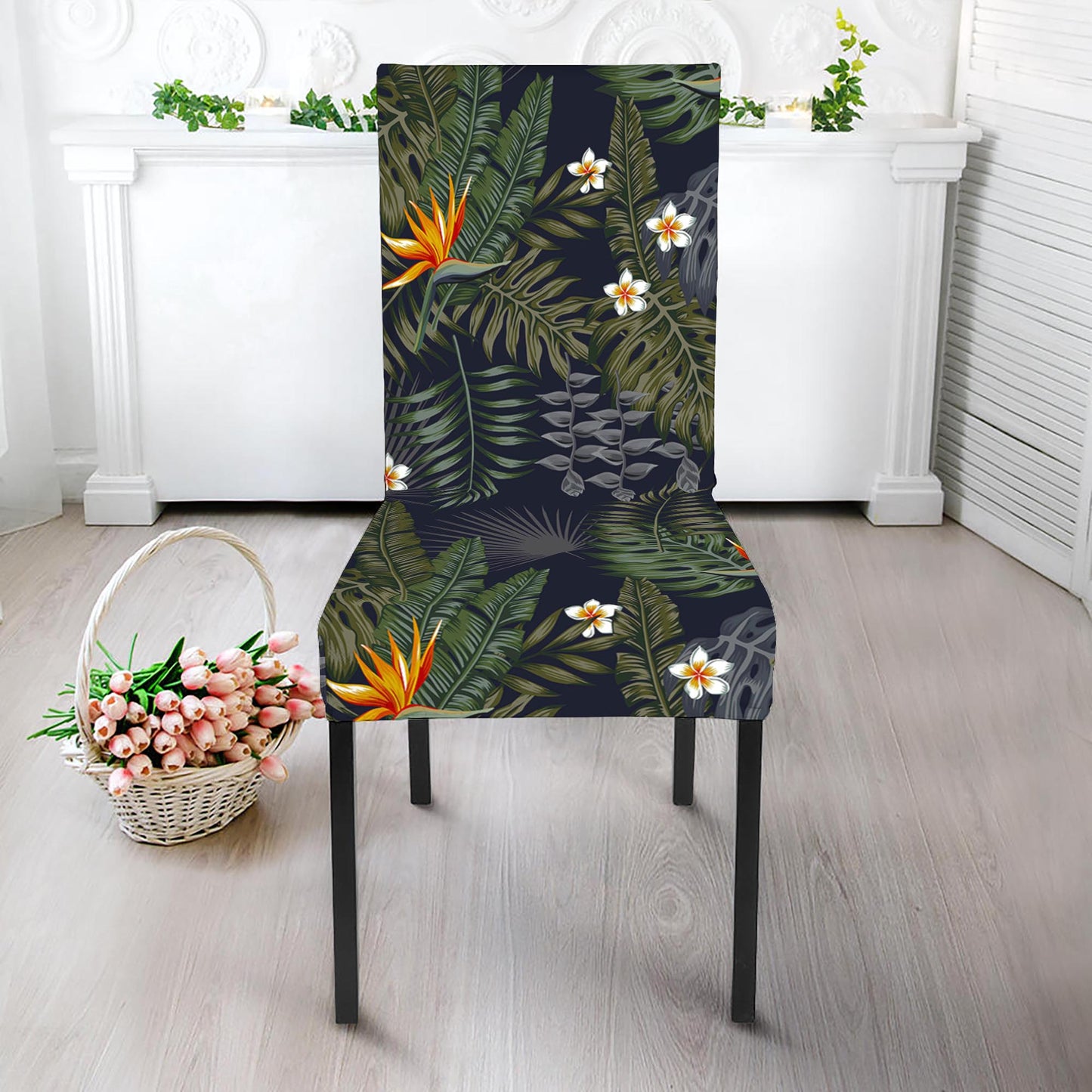 Night Tropical Hawaii Pattern Print Dining Chair Slipcover