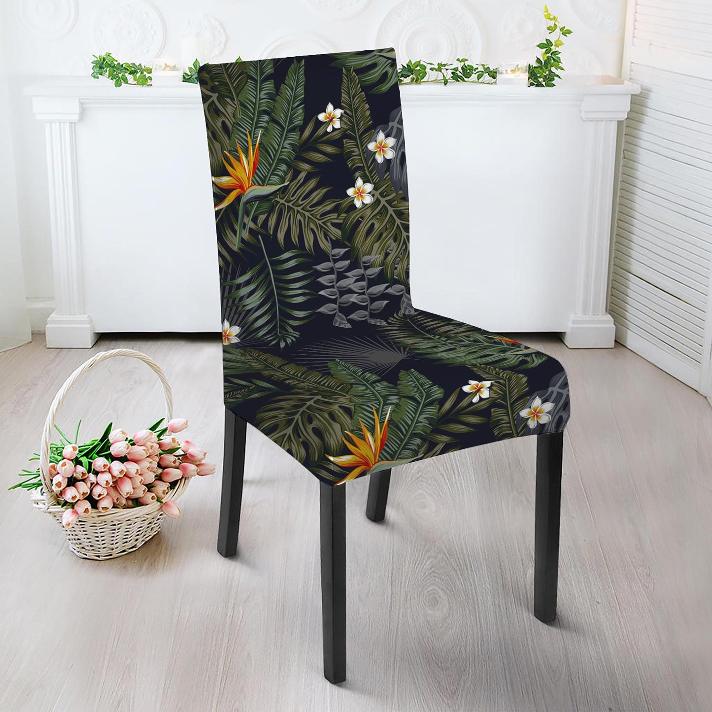 Night Tropical Hawaii Pattern Print Dining Chair Slipcover
