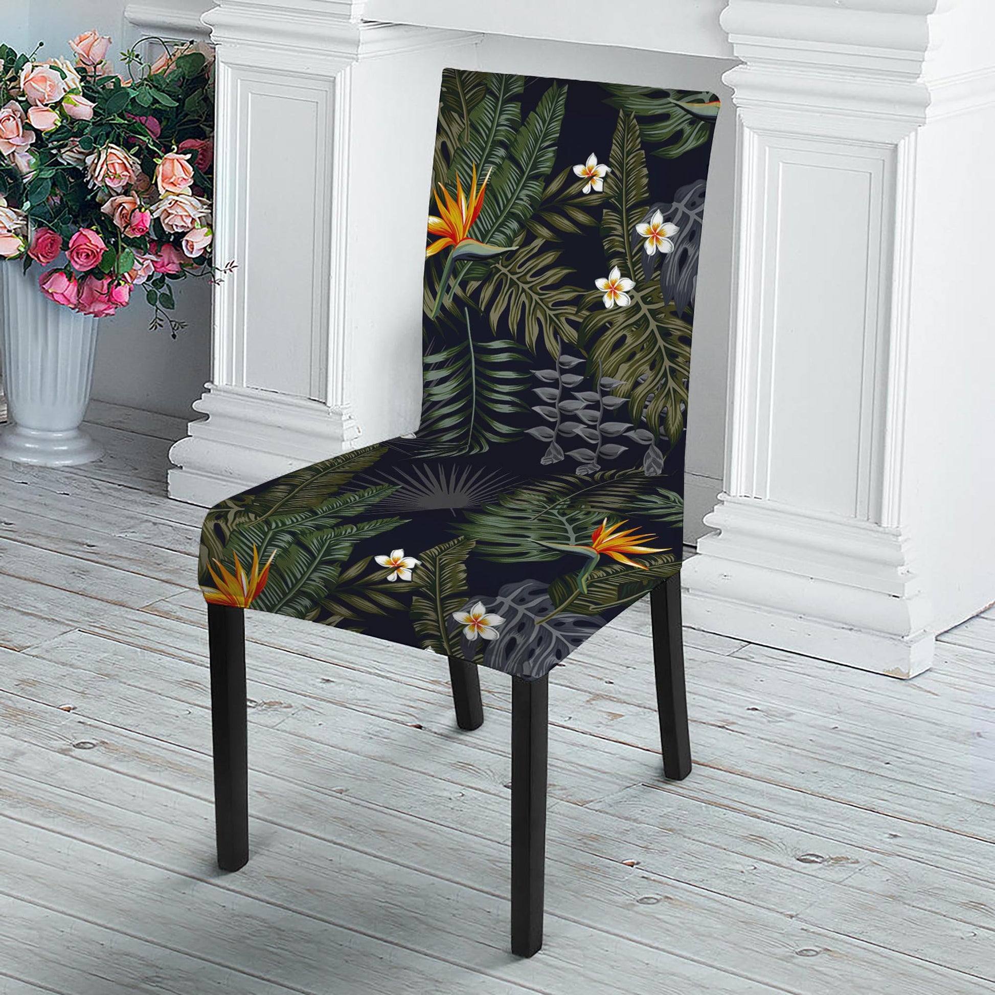 Night Tropical Hawaii Pattern Print Dining Chair Slipcover