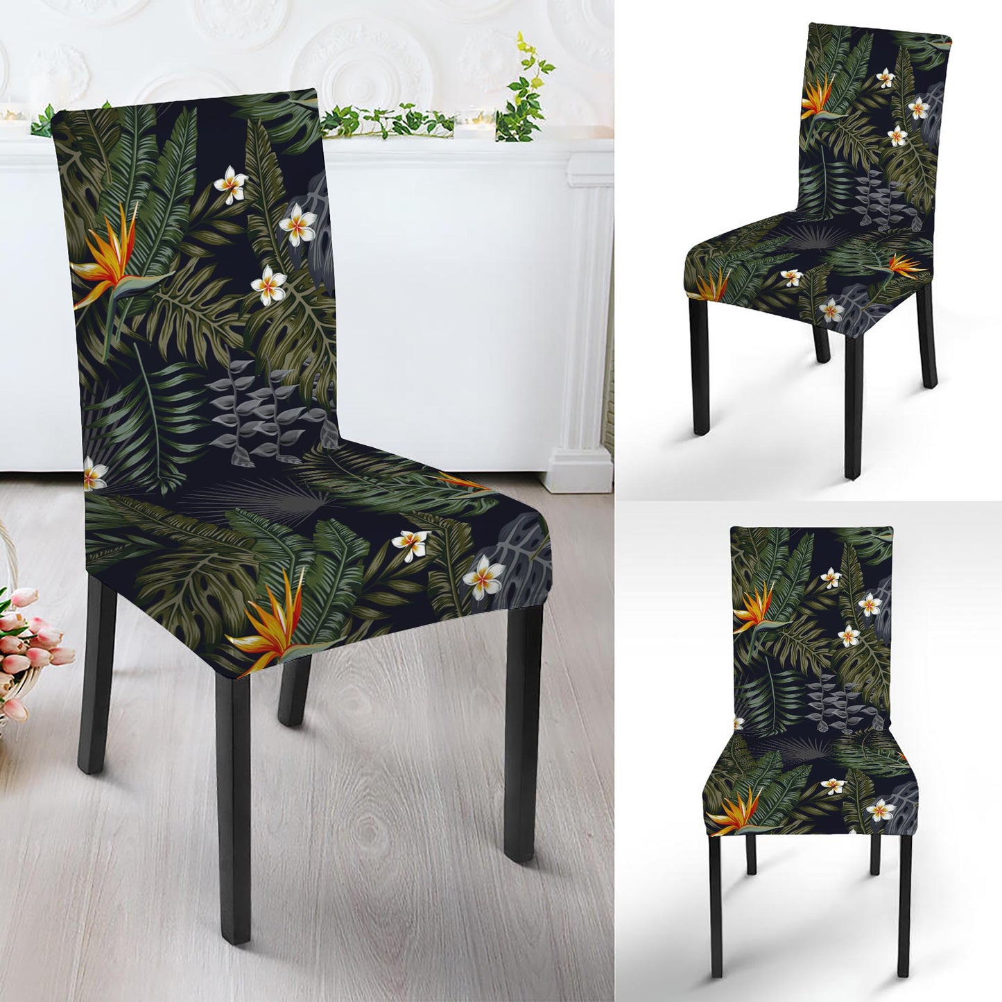 Night Tropical Hawaii Pattern Print Dining Chair Slipcover