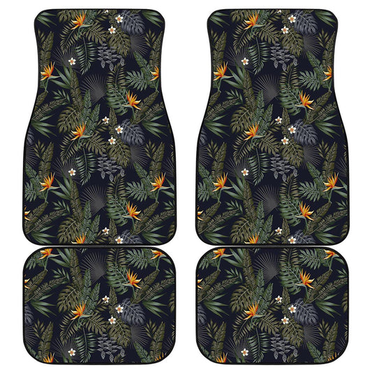 Night Tropical Hawaii Pattern Print Front and Back Car Floor Mats