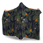 Night Tropical Hawaii Pattern Print Hooded Blanket
