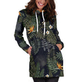 Night Tropical Hawaii Pattern Print Pullover Hoodie Dress