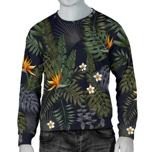 Night Tropical Hawaii Pattern Print Men's Crewneck Sweatshirt GearFrost