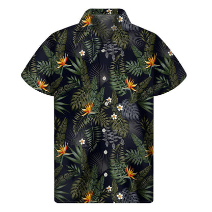 Night Tropical Hawaii Pattern Print Men's Short Sleeve Shirt
