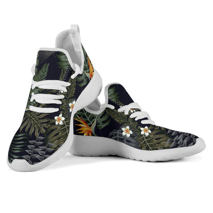 Night Tropical Hawaii Pattern Print Mesh Knit Shoes GearFrost