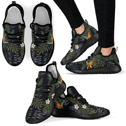 Night Tropical Hawaii Pattern Print Mesh Knit Shoes GearFrost