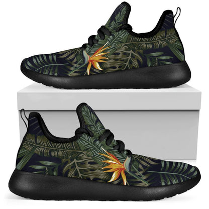 Night Tropical Hawaii Pattern Print Mesh Knit Shoes GearFrost